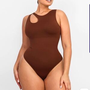Shapellx PowerConceal™ Eco-Chic Cut Out Bodysuit Brown M/L Nwt